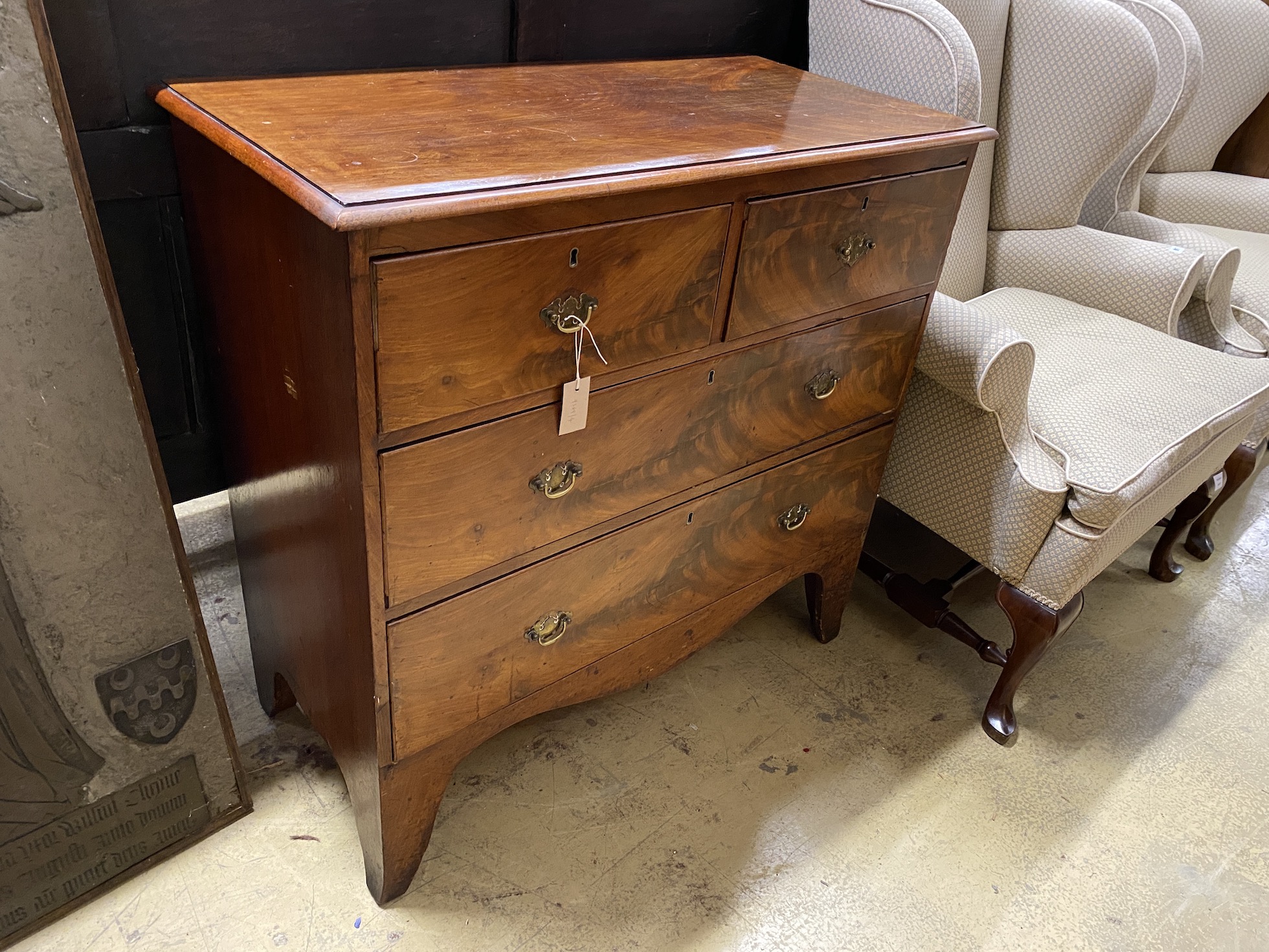 A Regency mahogany four drawer chest, width 98cm, depth 48cm, height 96cm